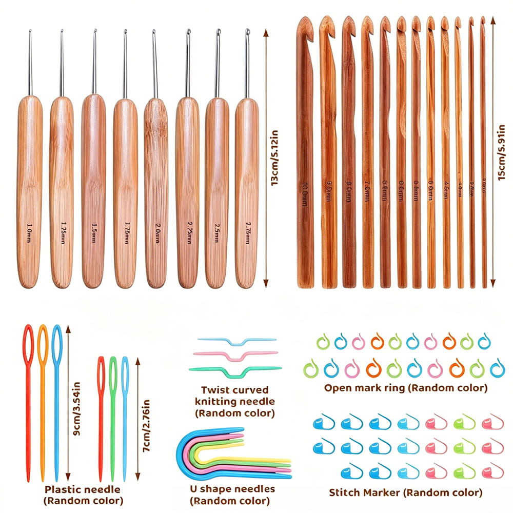 74 Parça Bambu Tığ Seti İplik  - Tool Bag incelemesi ve fiyatı